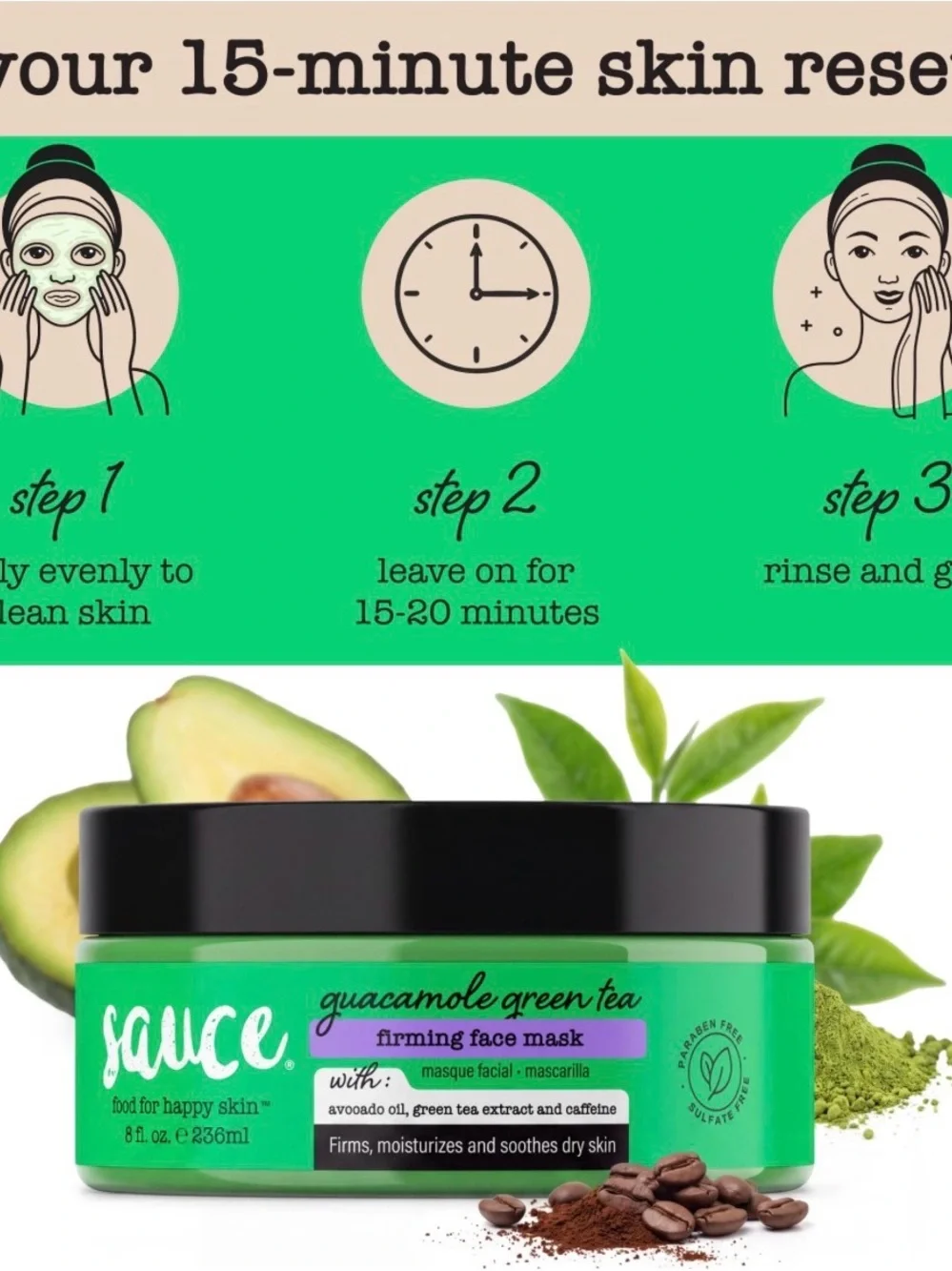 SAUCE - Deep Conditioning Hair Mask, Guacamole Whip +  Firming Face Mask - NEW